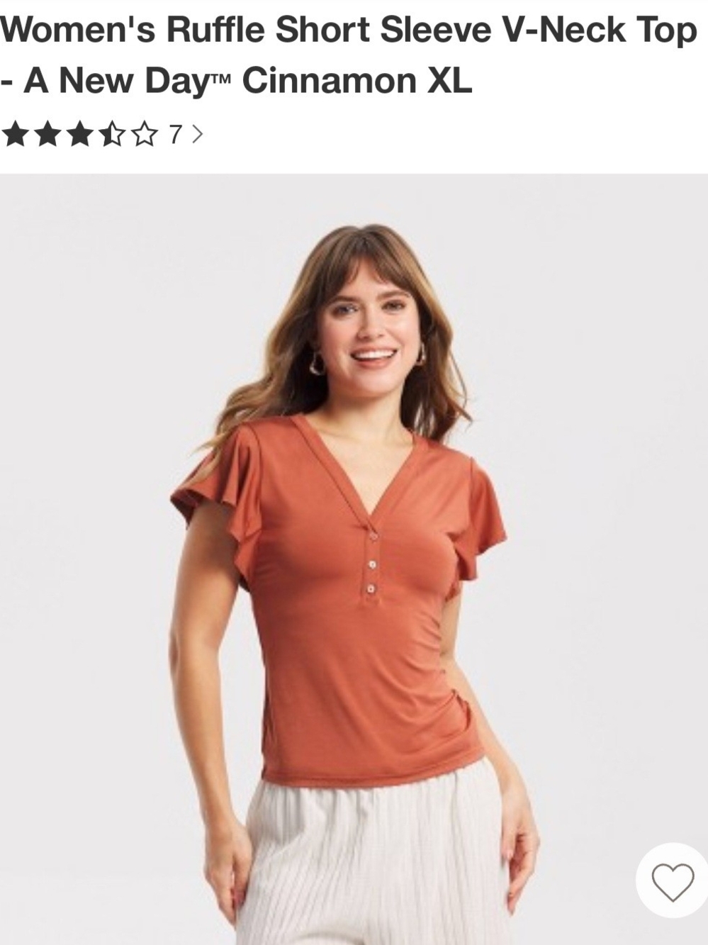 a new day Cinnamon Ruffle Short Sleeve V-Neck Top